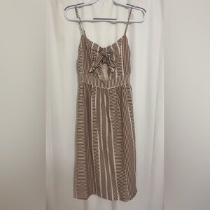Striped Brown Sleeveless Dress